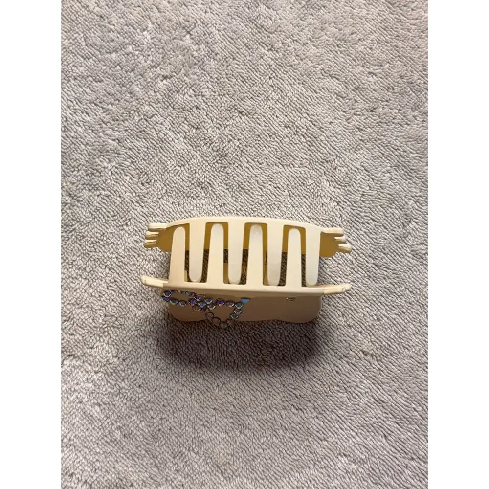Large hello kitty hair claw clip matte cream with rhinestone accent
